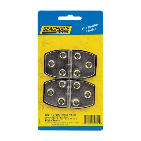Seachoice Seachoice Polished Stainless Steel 2-7/8 in. L X 1-1/2 in. W Utility Hinges 2 pk 34151 - main